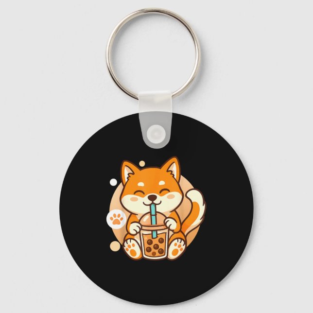 Llavero Cute Shiba Inu Dog Bubble Boba Tea Anime Kawaii Ne (Anverso)