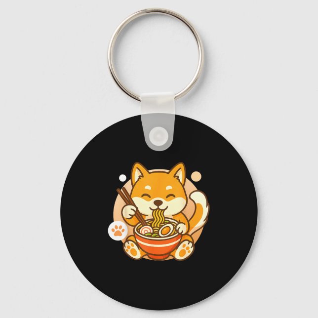 Llavero Cute Shiba Inu Dog Ramen Noodles Bowl Anime Kawaii (Anverso)