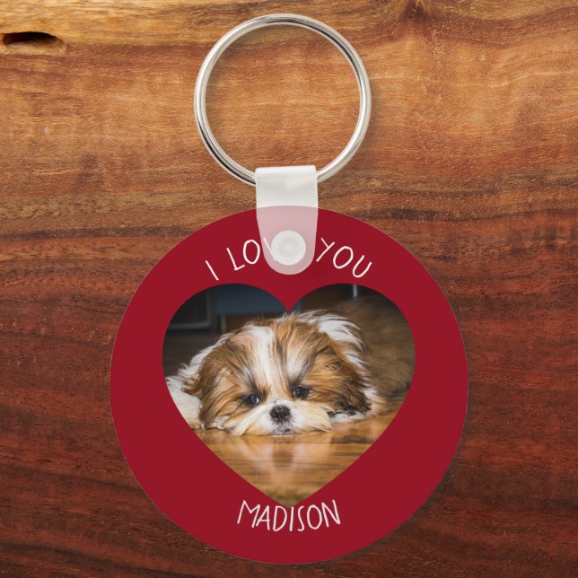 Llavero Cute shih tzu love Valentine heart photo (Anverso)