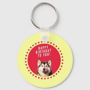 Llavero Cute Siberian Husky Dog Feliz cumpleaños