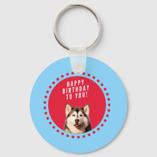 Llavero Cute Siberian Husky Feliz cumpleaños puntos rojos 