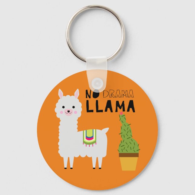 Llavero Cute Sin drama llama suculentos cactus naranja (Anverso)