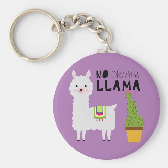 Llavero Cute Sin drama llama suculentos cactus púrpura (Frente)