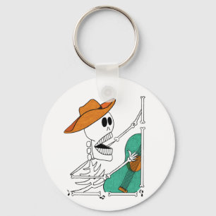 Llavero Cute Skeleton Cantando Cowboy Tocando Guitarra