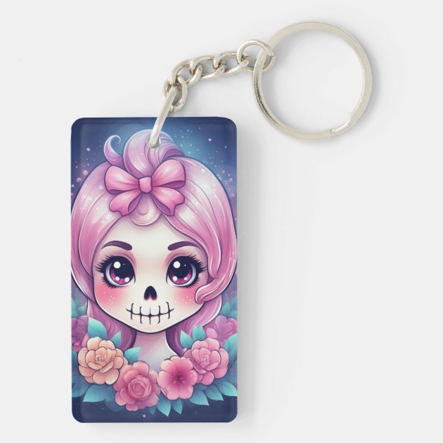 Llavero Cute Skull Acrylic Keychain (Atrás)