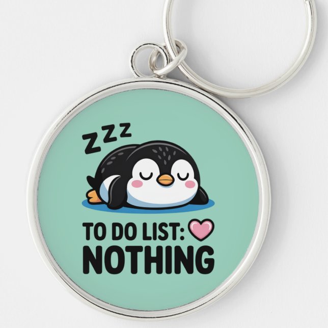 Llavero cute sleeping penguin, to do list nothing (Frente)