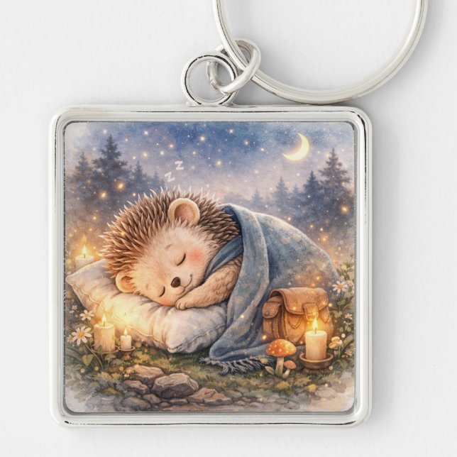 Llavero Cute Sleeping Woodland Hedgehog (Frente)