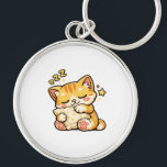 Llavero Cute Sleepy Cat Pillow<br><div class="desc">Adorable sleepy cat hugging a soft pillow in a cozy kawaii style. Perfect for cat lovers and fans of cute relaxing designs. Great for stickers,  mugs,  phone cases and gifts.</div>