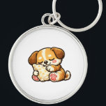 Llavero Cute Sleepy Puppy with Pillow<br><div class="desc">Adorable kawaii puppy cuddling a cozy pillow. Perfect cute design for dog lovers and cozy vibes.</div>