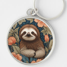 Llavero Cute Sloth Elegant Floral William Morris Inspired