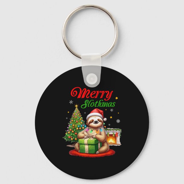 Llavero Cute Sloth Santa Christmas Merry Slothmas Slo Ho H (Anverso)