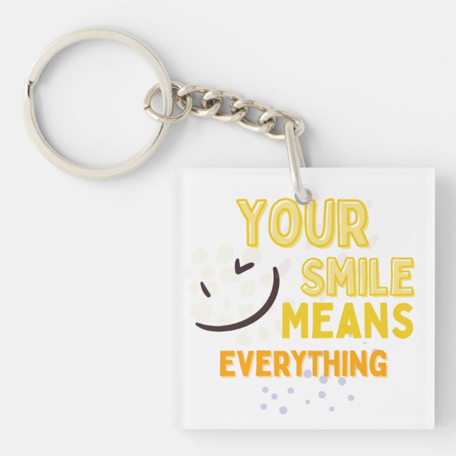 Llavero Cute Smile Face & Positive Quote Double-Sided Acry (Frente)