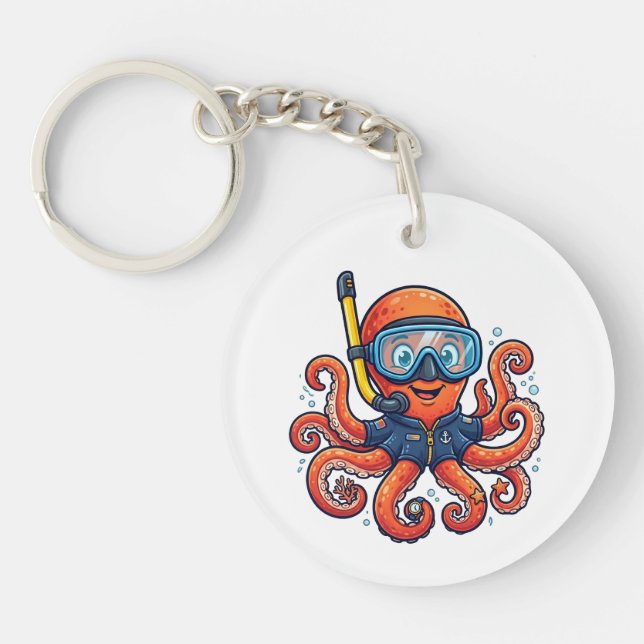 Llavero Cute Snorkeling Octopus - Ocean Explorer (Frente)