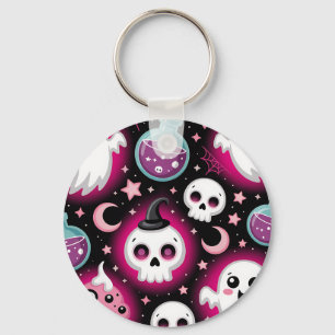 Llavero Cute Spooky Halloween Pattern with Ghosts, Skulls