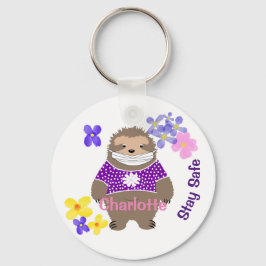 Llavero Cute Stay Safe Stay Sloth In Mask Divertido Gráfic
