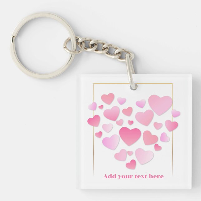Llavero Cute Style Pink Hearts Romantic Valentine's Day (Frente)