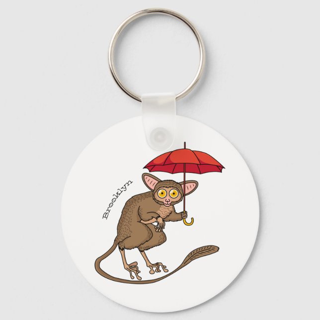Llavero Cute Tarsier con ilustracion personalizado paragua (Anverso)
