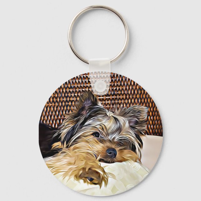 Llavero Cute Teacup Yorkie Yorkshire Terrier Digital (Anverso)