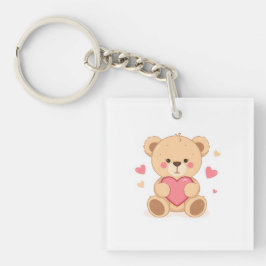 Llavero Cute Teddy Bear Holding Heart – Valentine Love Ill