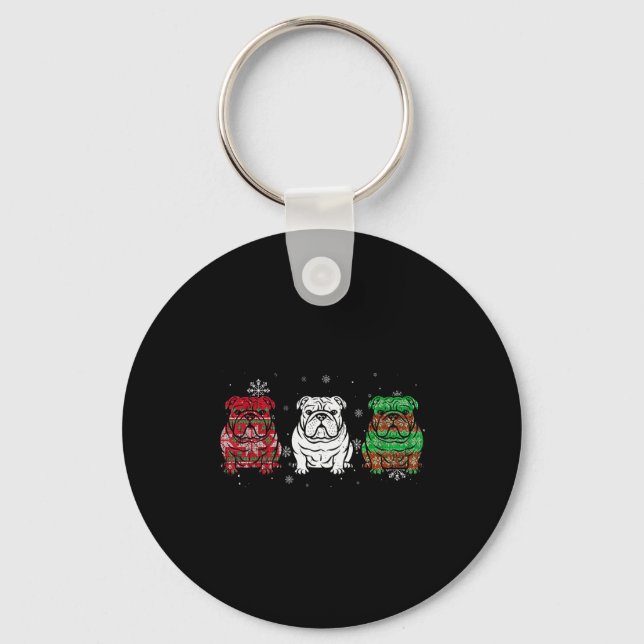 Llavero Cute Three English Bulldog Christmas For Women Men (Anverso)