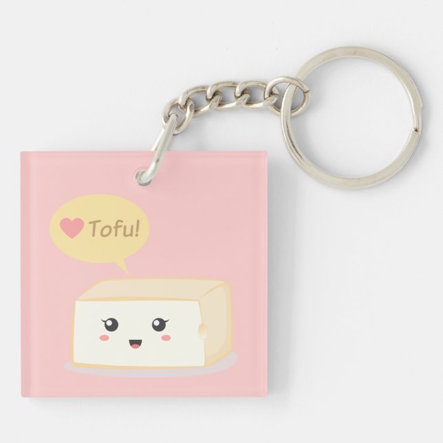Llavero Cute Tofu pide a la gente que ame el tofu (Atrás)
