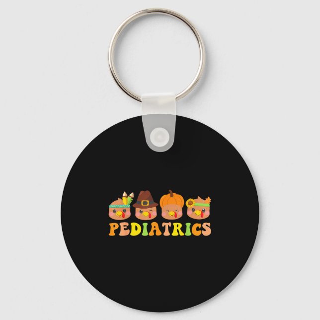 Llavero Cute Turkeys Pediatrics Pumpkin Thanksgiving Fall  (Anverso)