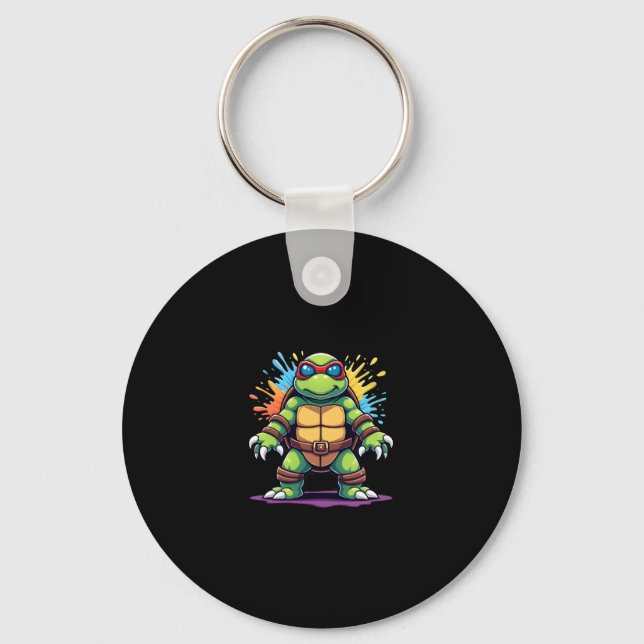 Llavero Cute Turtle Wearing Sunglasses Paint Splash Sea An (Anverso)