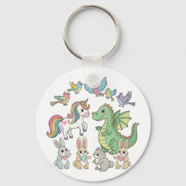 Llavero Cute Unicorn & Dragon Fantasy Keychain