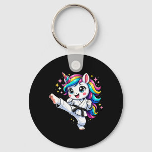 Llavero Cute Unicorn Practicando Karate Taekwondo Unicorni