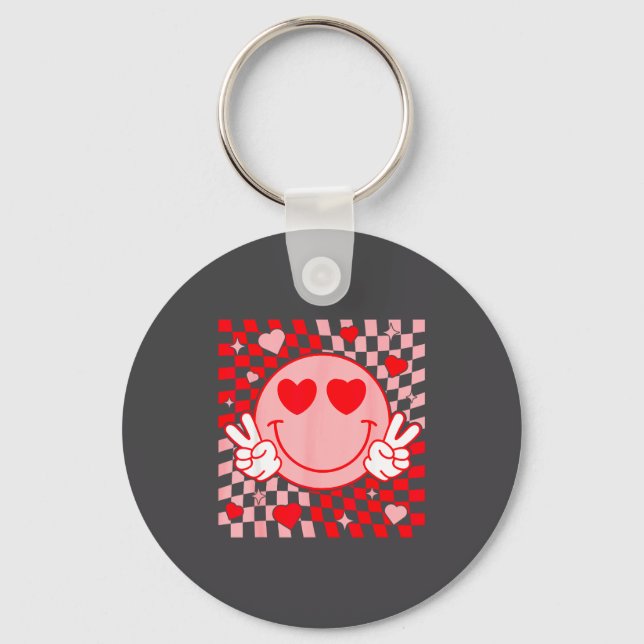 Llavero Cute Valentine Smile Face Smiling Checkered Patter (Anverso)