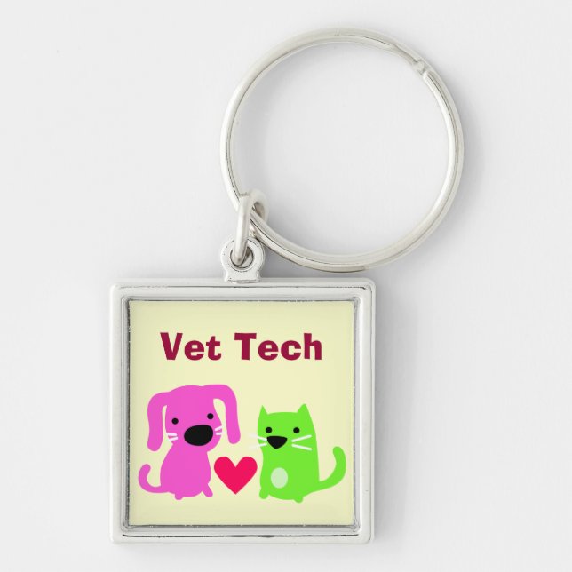 Llavero Cute Vet Tech Dog & Cat & Heart (Frente)