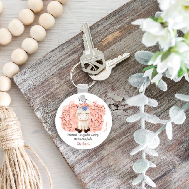 Llavero Cute Virgo Maiden Watercolor Bull Zodiac (Cute Virgo Maiden Watercolor Bull Zodiac Keychain
)