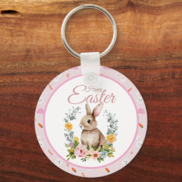 Llavero Cute Watercolor Bunny Floral Wreath Easter