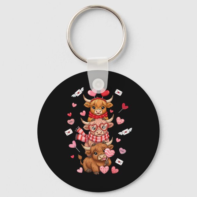 Llavero Cute Western Valentine Cows With Hearts  (Anverso)