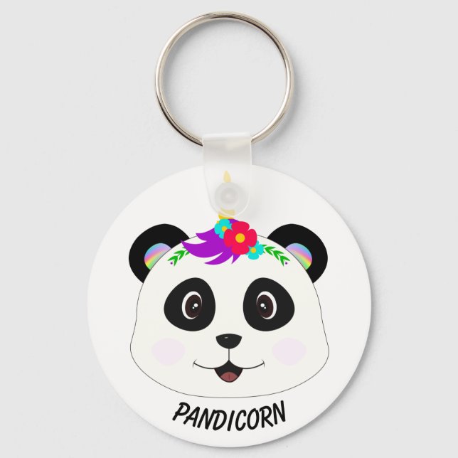 Llavero Cute Whimsical Panda Unicorn (Anverso)