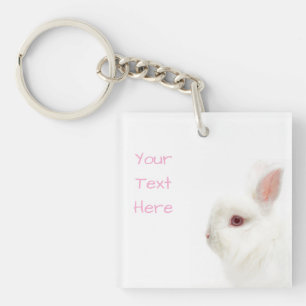 Llavero Cute White Dwart Rabbit Delicate Oars Mascota Sitt