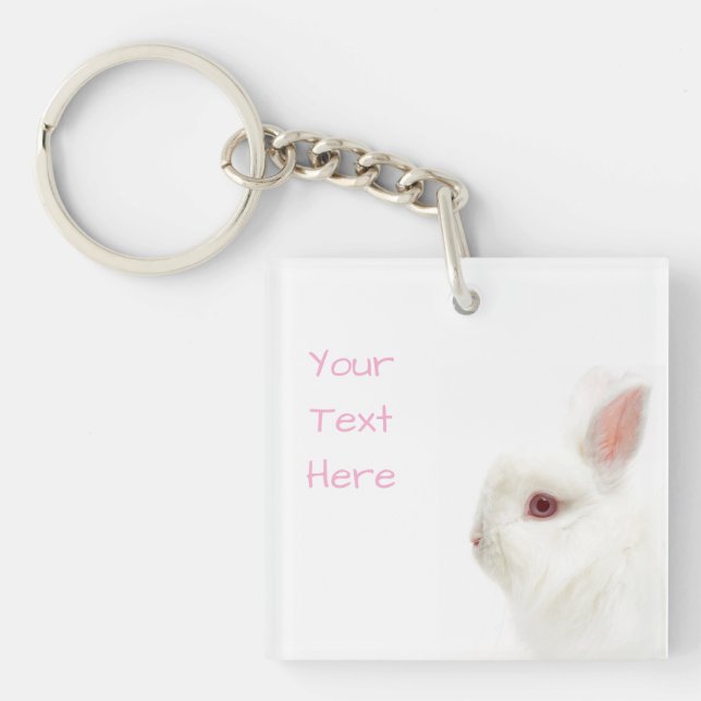 Llavero Cute White Dwart Rabbit Delicate Oars Mascota Sitt (Frente)