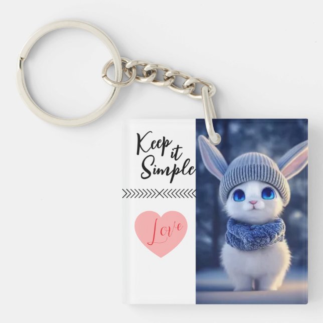 Llavero Cute Winter Bunny Keychain (Frente)