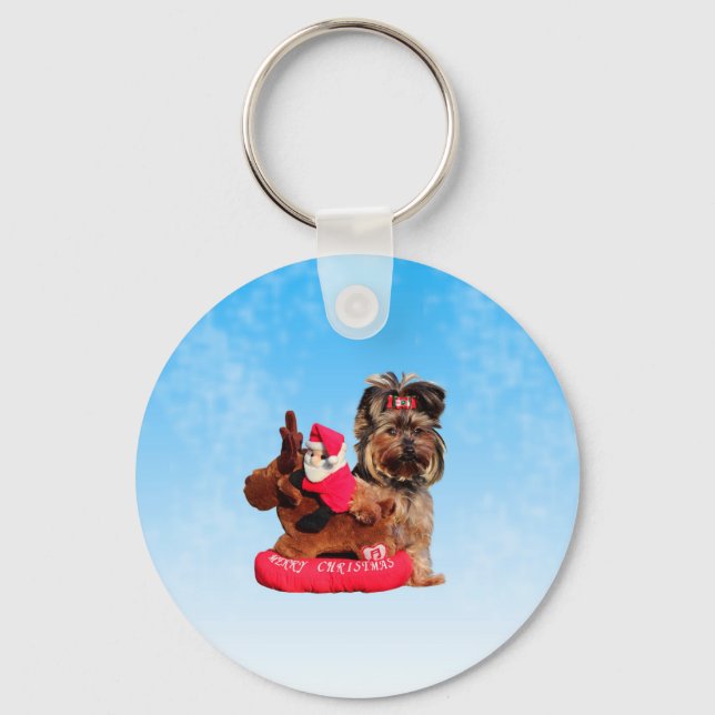 Llavero Cute Yorkshire Terrier Merry Christmas (Anverso)