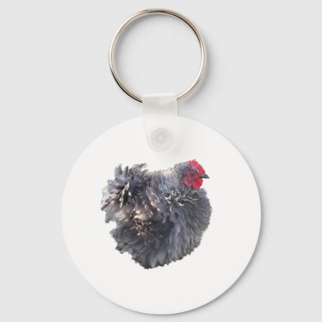 Llavero Cutest Blue Frizzle Cochin Bantam Rooster Chicken (Anverso)