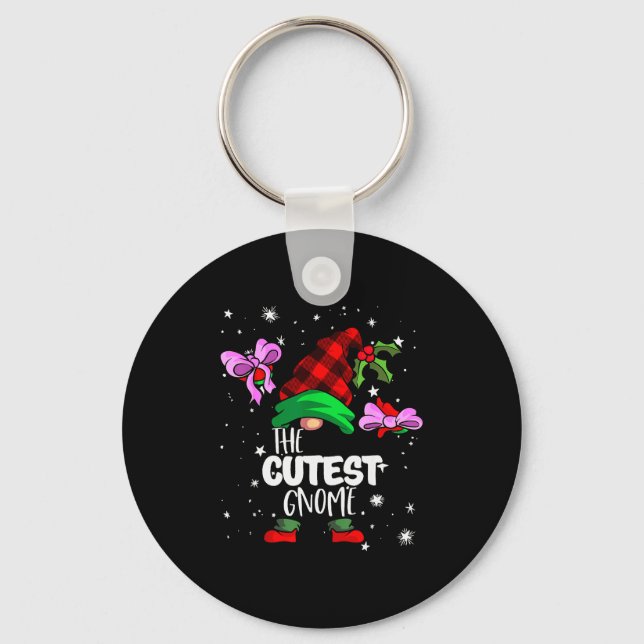 Llavero Cutest Gnome Red Buffalo Plaid Matching Family Chr (Anverso)