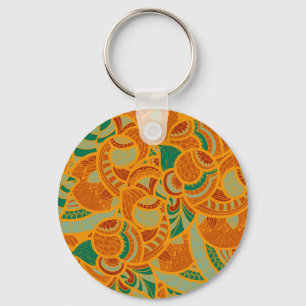 Llavero Cuto naranja abstracto flores sin costura cerámica