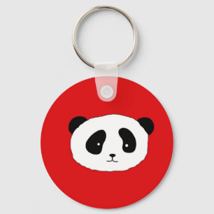 Llavero Cuto Panda Face patrón rojo