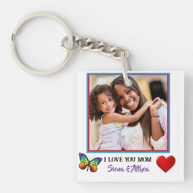 Llavero Cuto que te amo mamá foto y nombre personalizado (Frente)