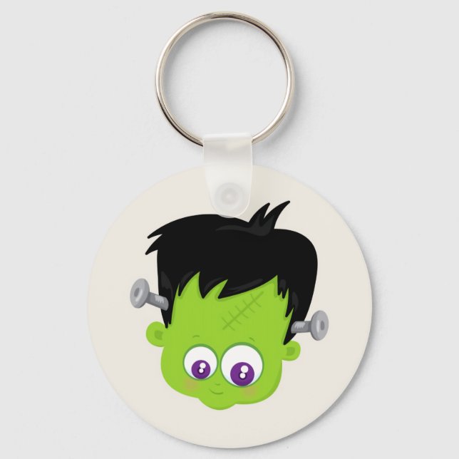 Llavero Cuto verde Frankenstein Monster cara Halloween (Anverso)