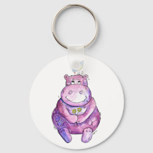 Llavero Cuto Whimsical Purple Hippo