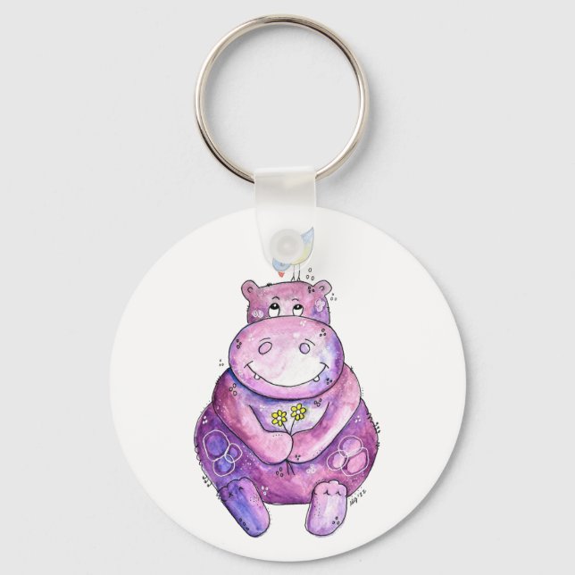 Llavero Cuto Whimsical Purple Hippo (Anverso)