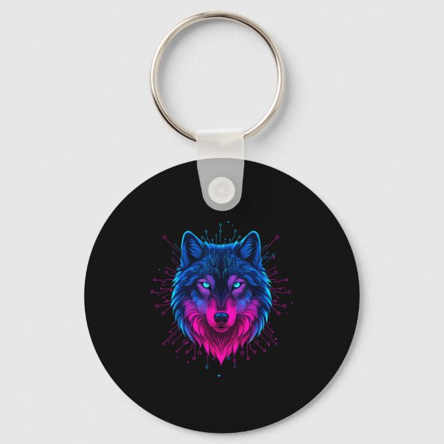 Llavero Cyber Wolf For Animal Lovers And Birthday And Birt (Anverso)
