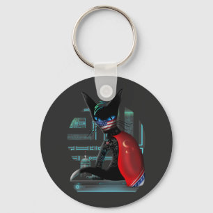 Llavero Cyberpunk Ninja, un gato siamés