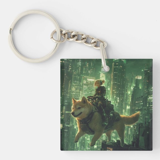 Llavero Cyberpunk Shiba Waifu Crypto Keychain (Frente)